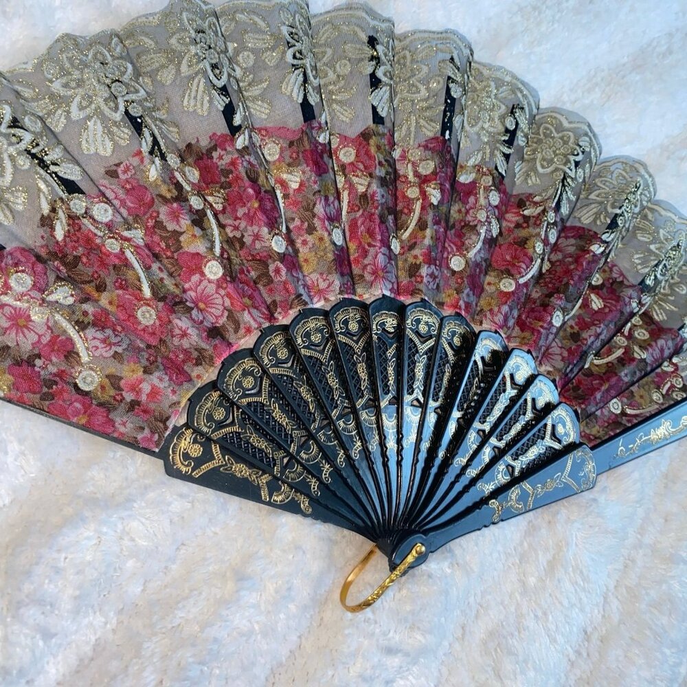Spain Embroidery Fan Plastic Folding Fan Party Dance Foldable Hand Fan‎ Costume
